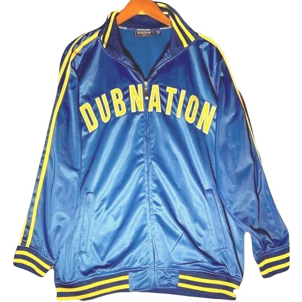 Renegade Dub Nation Track Jacket Mens Med Blue Yellow Golden State Warriors